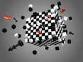 Exploded chess cube on gray background Royalty Free Stock Photo