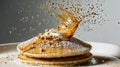 Exploded Delicious Pancake on Light Background