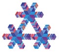 Exploded isometric impossible cube structure molecule logo