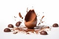 Exploded milk chocolate egg easter. Generate Ai Royalty Free Stock Photo