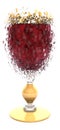 Exploded red wine glass