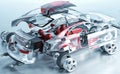 Exploded transparent car Royalty Free Stock Photo
