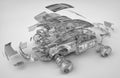 Exploded transparent car Royalty Free Stock Photo