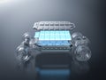 Exploded view of ev car or electric vehicle with battery pouch cells