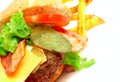 Exploded view of hamburger Royalty Free Stock Photo