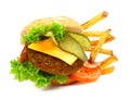 Exploded view of hamburger Royalty Free Stock Photo