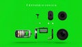 Exploded View of a Modern Smartphone on Green Screen Royalty Free Stock Photo