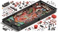 Pinball Machine Parts and Components Laid Out Royalty Free Stock Photo