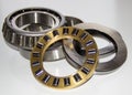 Exploded view of a thrust roller bearing and a tapered roller bearing Royalty Free Stock Photo