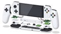 Exploded View of a White Handheld Gaming Console with Controllers and Components Royalty Free Stock Photo