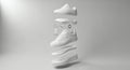 Exploded View of White Sneaker Components Floating, Showcasing Minimalist Design and Construction Royalty Free Stock Photo