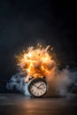 Exploding alarm clock - deadline concept