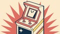 Exploding Arcade Machine Retro Gaming Action Vector Art, vector design Generative AI Royalty Free Stock Photo