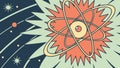 Exploding Atom Abstract Vector Art, Atomic Energy, vector design Generative AI Royalty Free Stock Photo