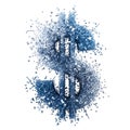 Exploding blue dollar sign symbol abstract art Royalty Free Stock Photo