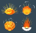 Exploding Bomb, Cartoon Explosions Isolated Icons