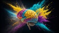 Exploding Brain CMYK Paint, Creative Concept Royalty Free Stock Photo