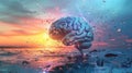 Exploding Brain Concept Art at Sunset