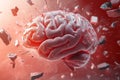 Exploding brain visualized detailed neural structures debris symbolizing creative bursts mental breakthroughs high cognitive