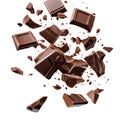 Exploding Chocolate Pieces. Dynamic Confectionery Concept Isolated On Transparent Background Royalty Free Stock Photo