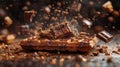Exploding chocolate waffle - generative ai Royalty Free Stock Photo