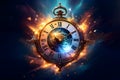 Exploding clock in space