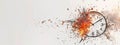 Exploding clock unleashes a chaotic torrent of debris