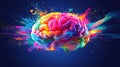 Exploding colorful brain symbolizing creativity and imagination Royalty Free Stock Photo