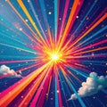 Exploding colorful cloudscape, dynamic lines, pop art aesthetic, art, motion