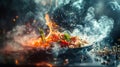 Exploding colorful vegetables and spices in mid-air Royalty Free Stock Photo