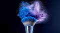 Exploding Colors: Makeup Brush with Vibrant Blue and Purple Powders Royalty Free Stock Photo