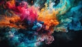 Exploding colors in space create vibrant chaos generated by AI