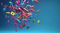 Exploding 3d letters and numbers forming abstract design Royalty Free Stock Photo