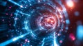 Exploding Data Stream, Futuristic Hyperspace Tunnel, Sci-Fi Motion Background, Neon Glowing Rays