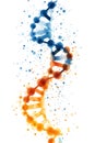 Exploding DNA helix dynamic molecular particles representing breakthrough discoveries in genome mapping molecular research