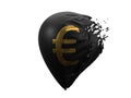 Exploding euro currency balloon. 3d illustration Royalty Free Stock Photo