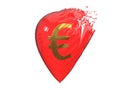 Exploding euro currency balloon. 3d illustration Royalty Free Stock Photo