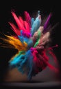 Exploding powder paint colorful