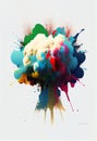 Exploding explosion of colorful dust paint smoke