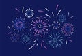 Exploding festival firework. Festive show in night sky. Flashes of celebratory salutes. Holiday celebration scene Royalty Free Stock Photo