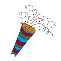 Christmas cracker. Party Popper Icon. Party cracker with confetti