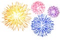 Exploding fireworks graphic isolated on white background. Illustration design