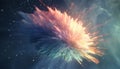 Exploding galaxy backdrop illuminates the dark night with star shapes generated by AI