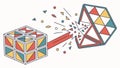 Exploding Geometric Cube, Breakthrough and Transformation, Dynamic Change, vector design Generative AI Royalty Free Stock Photo