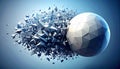 Exploding Geometric Sphere of Digital Data Royalty Free Stock Photo