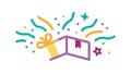 Exploding Gift Box with Bursting Confetti, vector design Generative AI Royalty Free Stock Photo