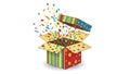 Exploding Gift Box with Confetti Royalty Free Stock Photo