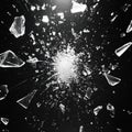 Exploding Glass Shards Against Dark Background in Dynamic Motion Royalty Free Stock Photo