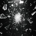 Exploding Glass Shards in Dark Background Captured in High Detail Royalty Free Stock Photo