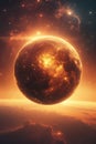 Exploding Golden Sun Planet in a Dramatic Cosmic Scene, Portrait Images Generative AI Royalty Free Stock Photo